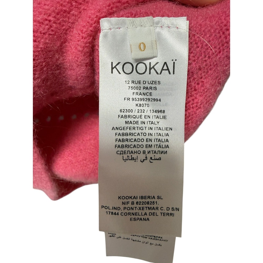 Kookai Mohair Wool Blend Sweater Women 0/XS Pink Pointelle Knitwear Fuzzy EUC - Picture 4 of 5